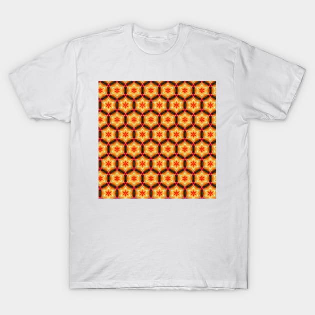 Golden honeycomb with flowers T-Shirt by redwitchart